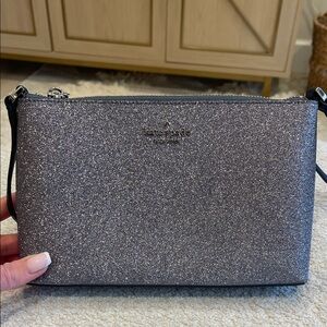 New Kate Spade Glitter Dusk Navy Sparkle Crossbody Bag - Silver